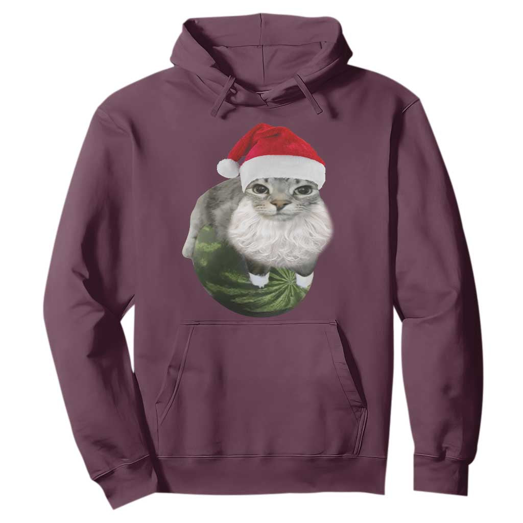 Watermelon Cat Christmas Hoodie Funny Silly Kitten Meme TS14 Maroon Print Your Wear