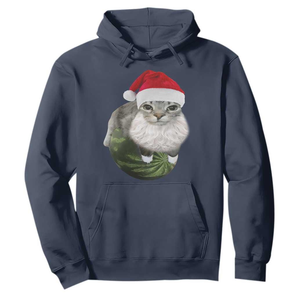 Watermelon Cat Christmas Hoodie Funny Silly Kitten Meme TS14 Navy Print Your Wear