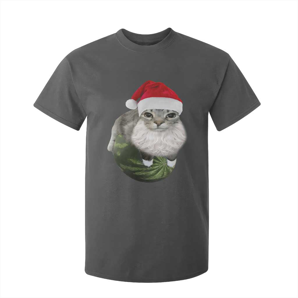 Watermelon Cat Christmas T Shirt For Kid Funny Silly Kitten Meme TS14 Dark Heather Print Your Wear