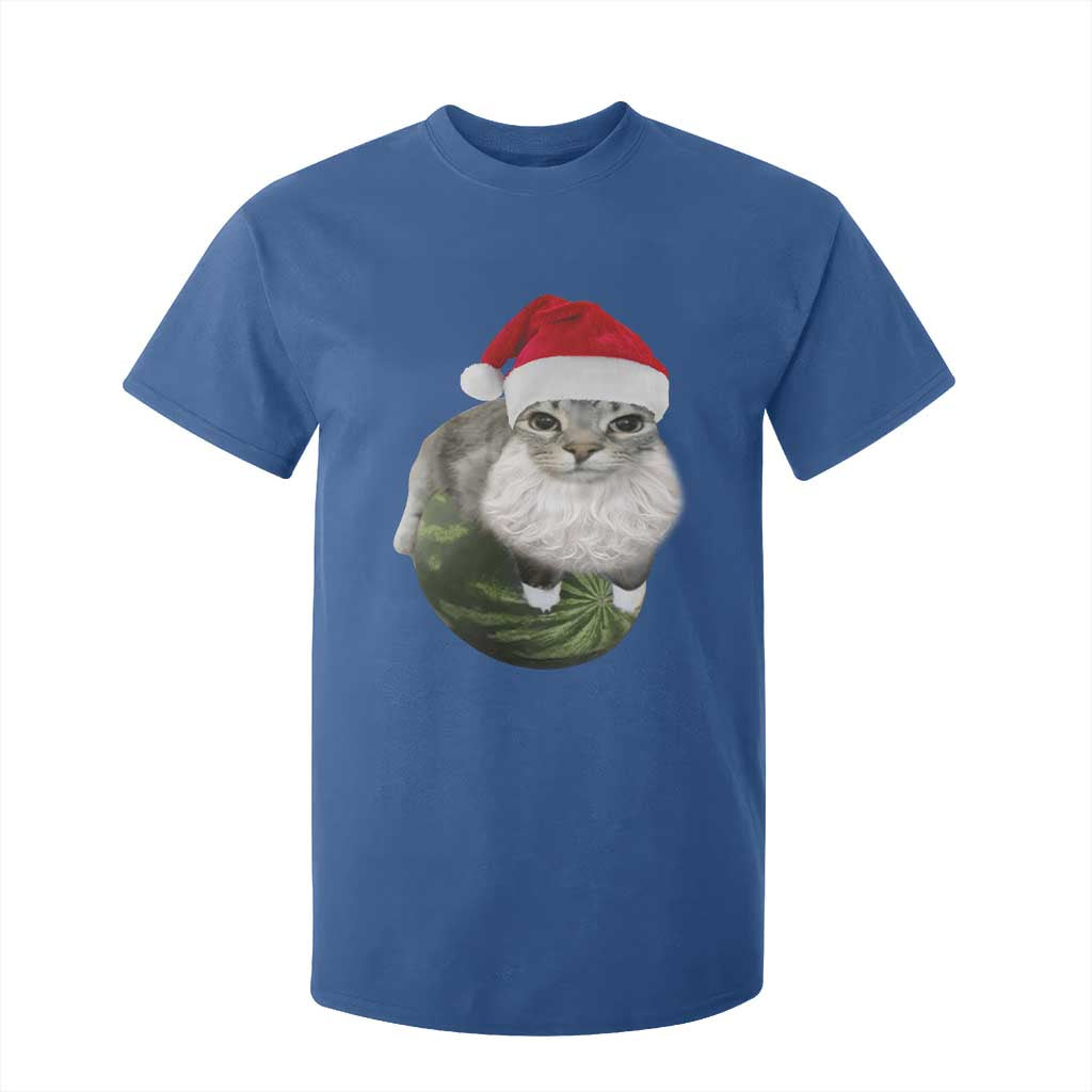 Watermelon Cat Christmas T Shirt For Kid Funny Silly Kitten Meme TS14 Royal Blue Print Your Wear