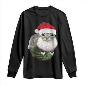 Watermelon Cat Christmas Long Sleeve Shirt Funny Silly Kitten Meme TS14 Black Print Your Wear
