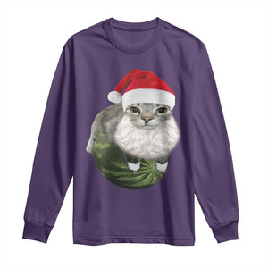 Watermelon Cat Christmas Long Sleeve Shirt Funny Silly Kitten Meme TS14 Purple Print Your Wear
