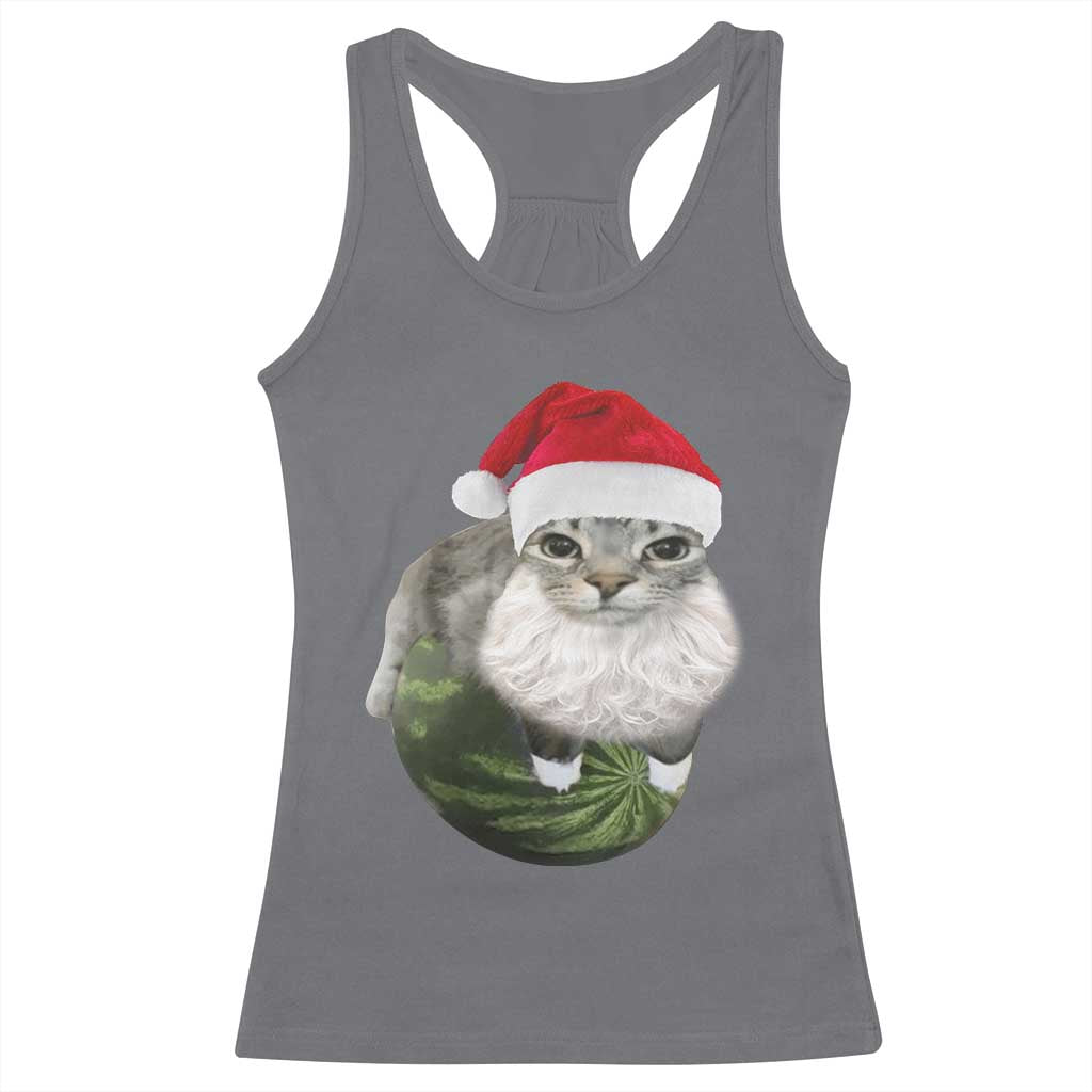 Watermelon Cat Christmas Racerback Tank Top Funny Silly Kitten Meme TS14 Charcoal Print Your Wear