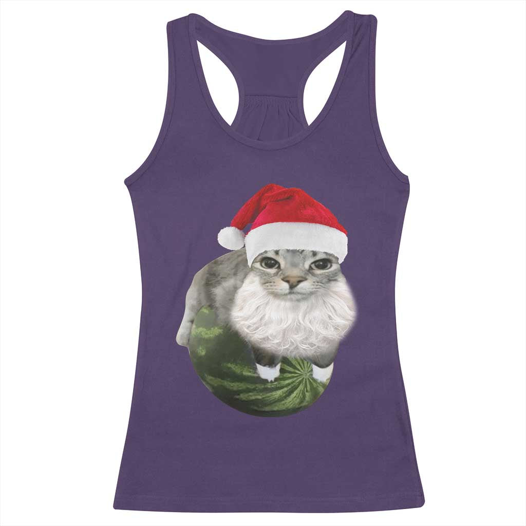 Watermelon Cat Christmas Racerback Tank Top Funny Silly Kitten Meme TS14 Purple Print Your Wear