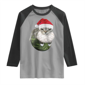 Watermelon Cat Christmas Raglan Shirt Funny Silly Kitten Meme TS14 Sport Gray Black Print Your Wear