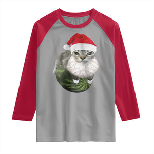 Watermelon Cat Christmas Raglan Shirt Funny Silly Kitten Meme TS14 Sport Gray Red Print Your Wear