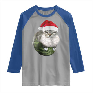 Watermelon Cat Christmas Raglan Shirt Funny Silly Kitten Meme TS14 Sport Gray Royal Print Your Wear