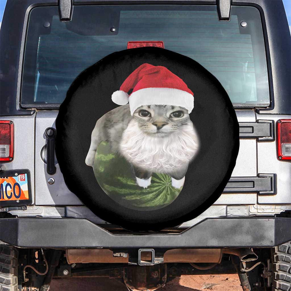 Watermelon Cat Christmas Spare Tire Cover Funny Silly Kitten Meme TS14 No hole Black Print Your Wear