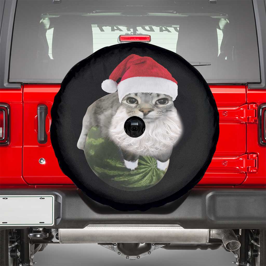 Watermelon Cat Christmas Spare Tire Cover Funny Silly Kitten Meme TS14 Black Print Your Wear
