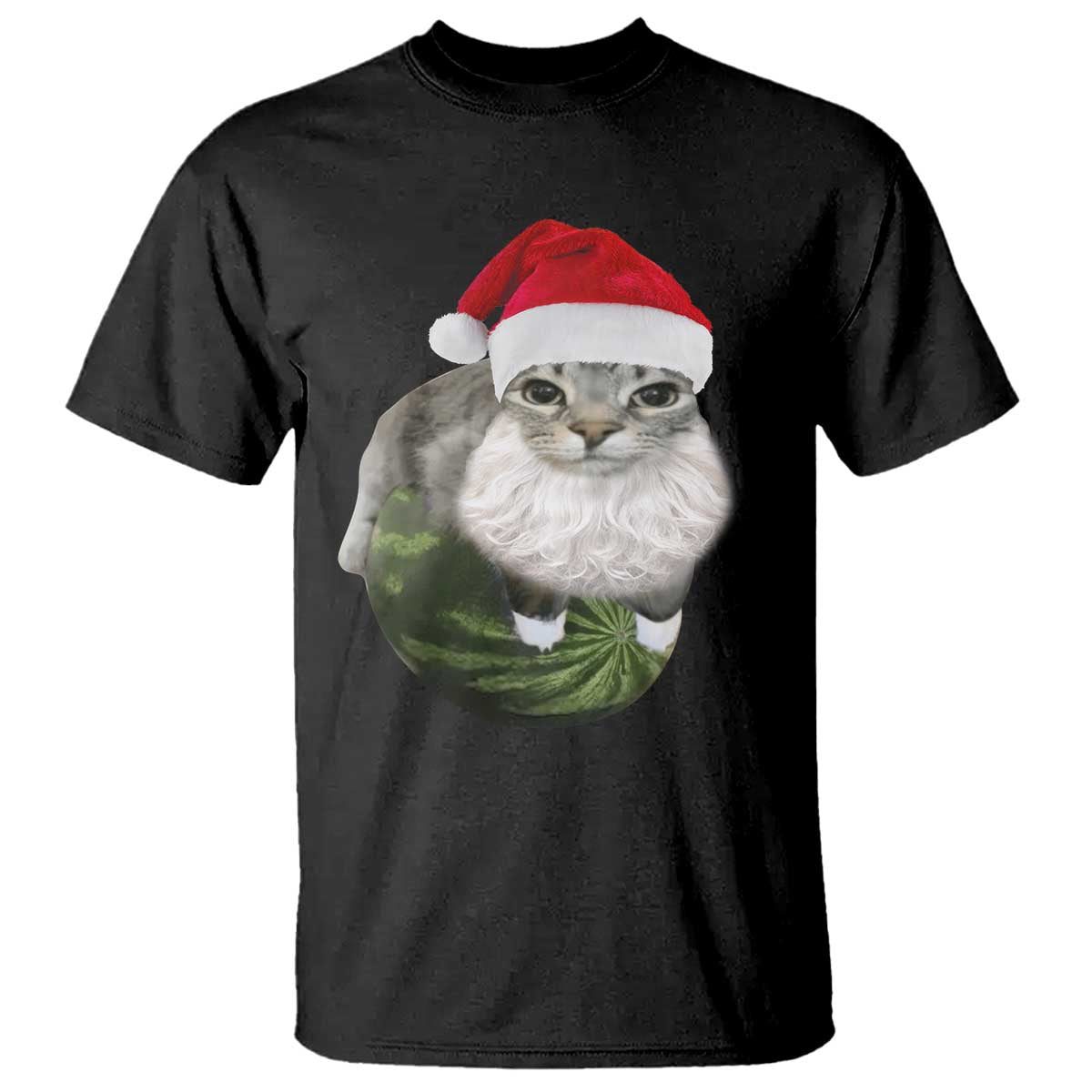 Watermelon Cat Christmas T Shirt Funny Silly Kitten Meme TS14 Black Print Your Wear