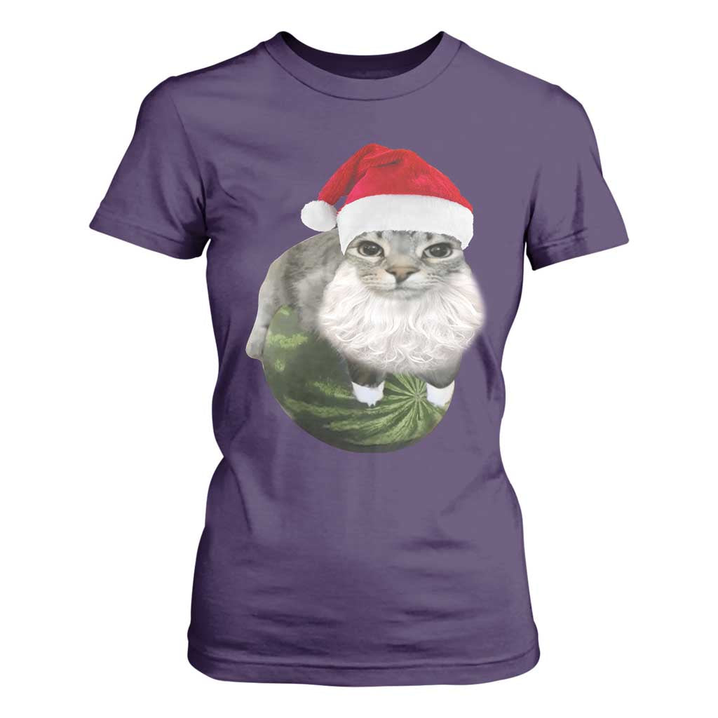 Watermelon Cat Christmas T Shirt For Women Funny Silly Kitten Meme TS14 Purple Print Your Wear