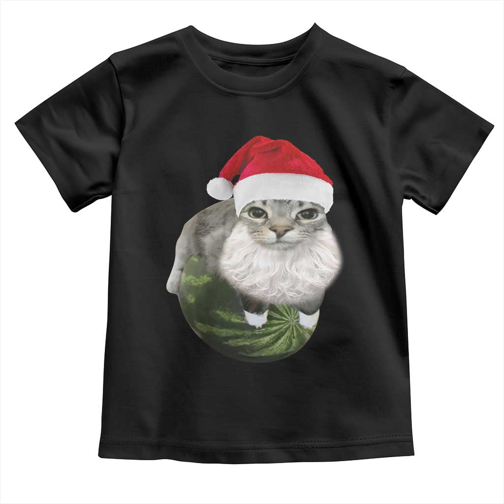 Watermelon Cat Christmas Toddler T Shirt Funny Silly Kitten Meme - Print Your Wear
