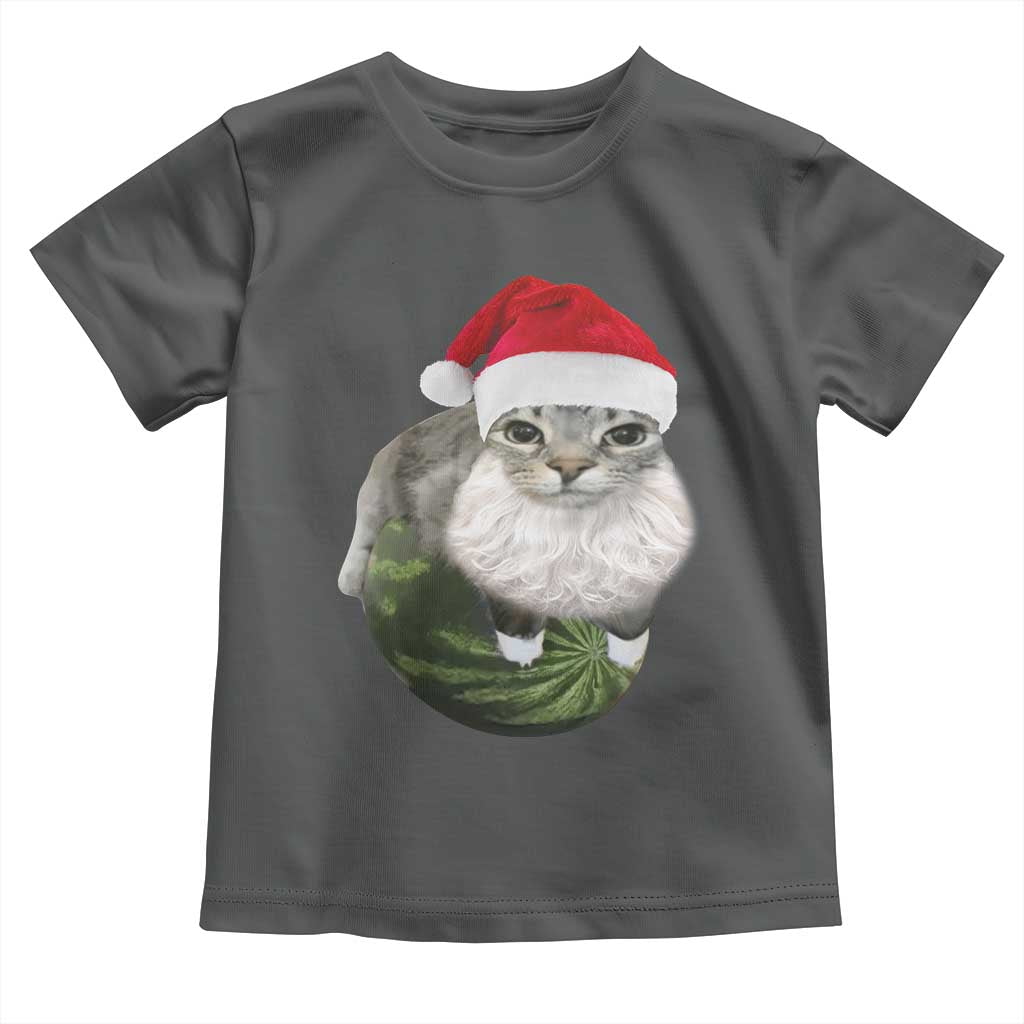 Watermelon Cat Christmas Toddler T Shirt Funny Silly Kitten Meme TS14 Dark Heather Print Your Wear