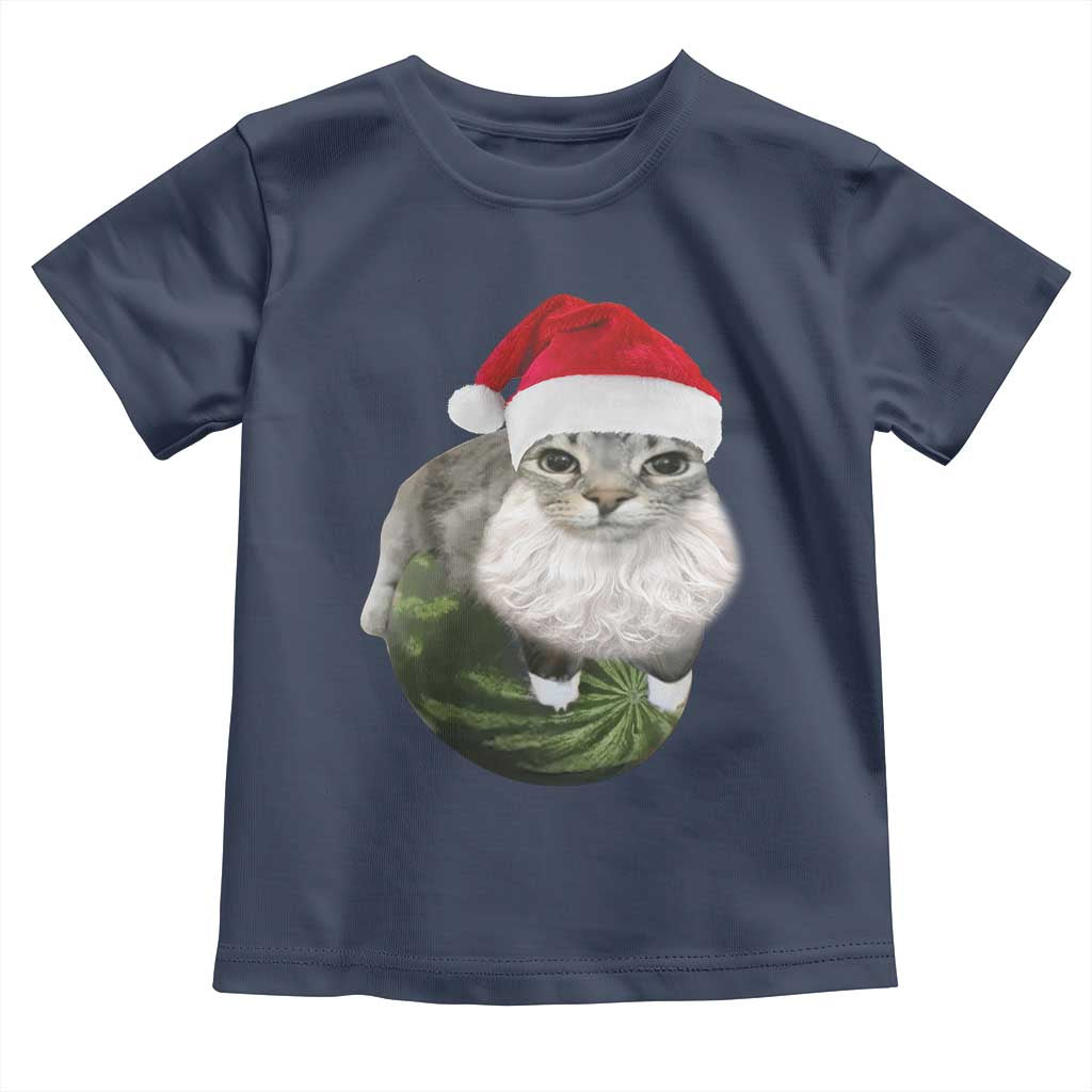 Watermelon Cat Christmas Toddler T Shirt Funny Silly Kitten Meme TS14 Navy Print Your Wear