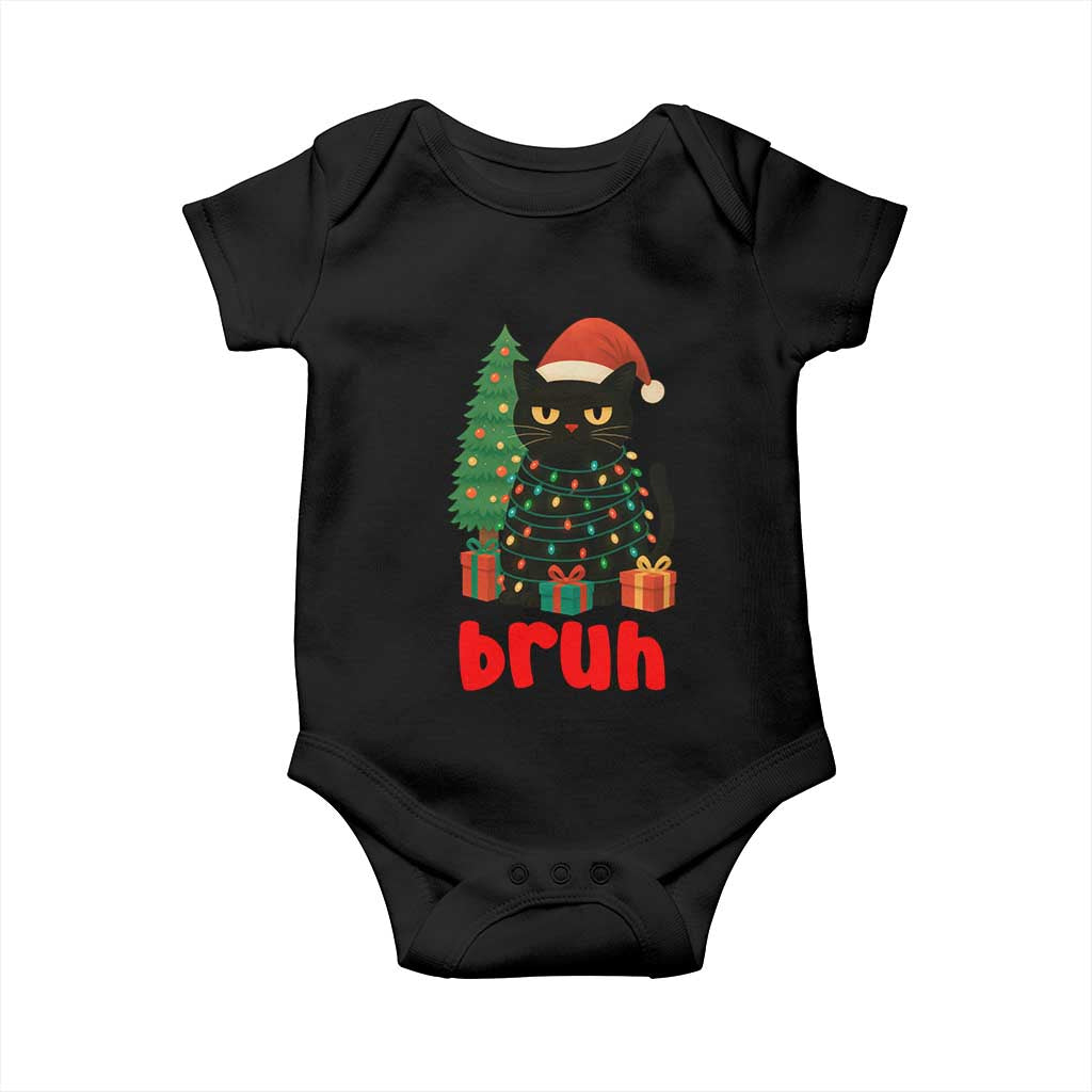 Funny Cat Bruh Christmas Baby Onesie Silly Meme Kitty Xmas - Print Your Wear