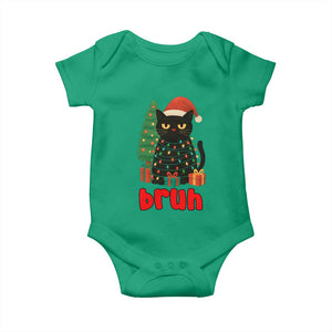 Funny Cat Bruh Christmas Baby Onesie Silly Meme Kitty Xmas - Print Your Wear