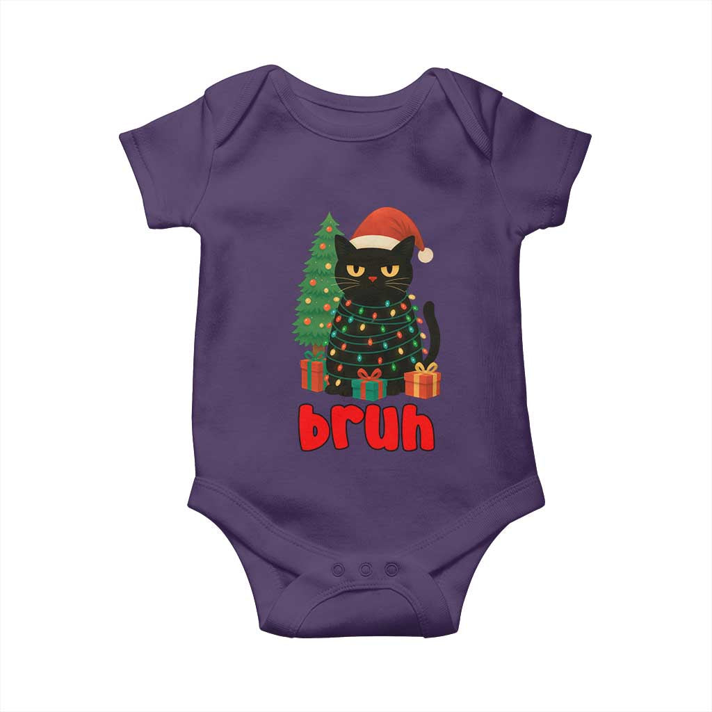 Funny Cat Bruh Christmas Baby Onesie Silly Meme Kitty Xmas TS14 Purple Print Your Wear