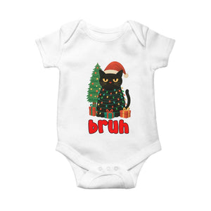 Funny Cat Bruh Christmas Baby Onesie Silly Meme Kitty Xmas - Print Your Wear