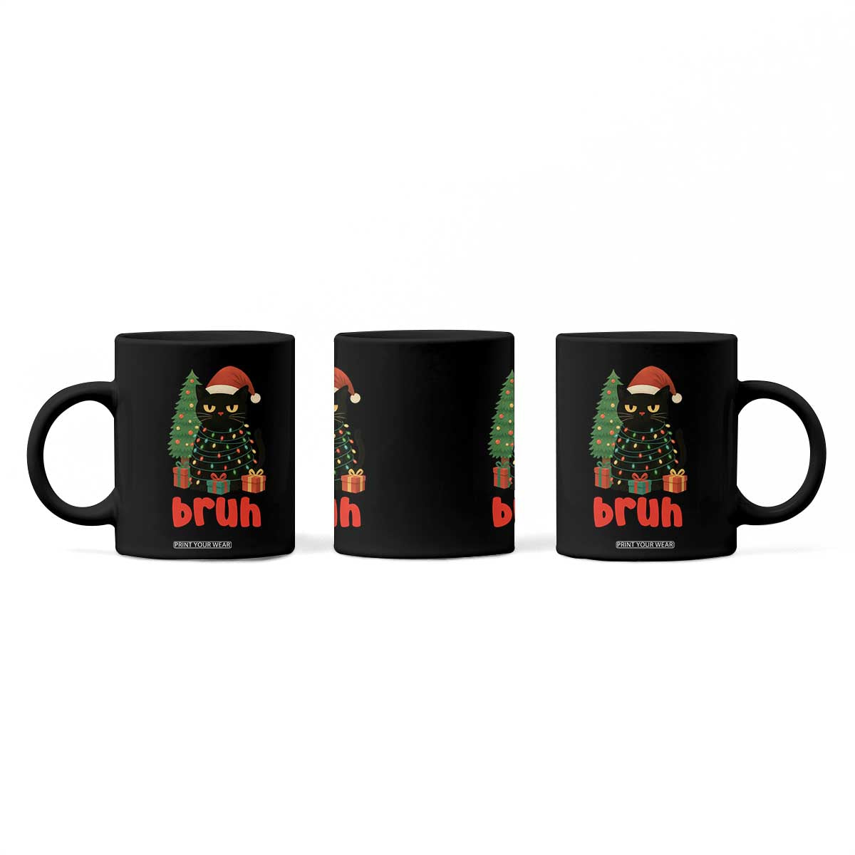 Funny Cat Bruh Christmas Coffee Mug Silly Meme Kitty Xmas TS14 Print Your Wear
