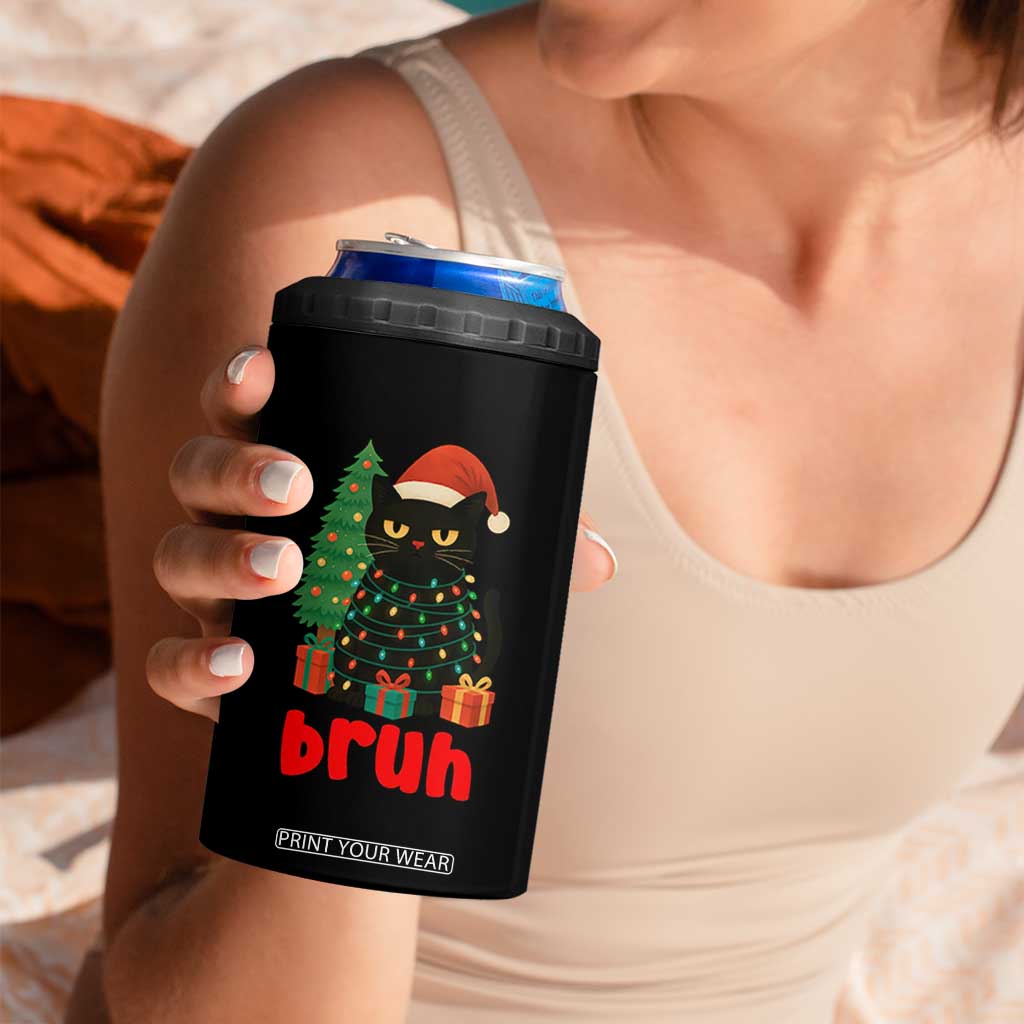Funny Cat Bruh Christmas 4 in 1 Can Cooler Tumbler Silly Meme Kitty Xmas TS14 Print Your Wear