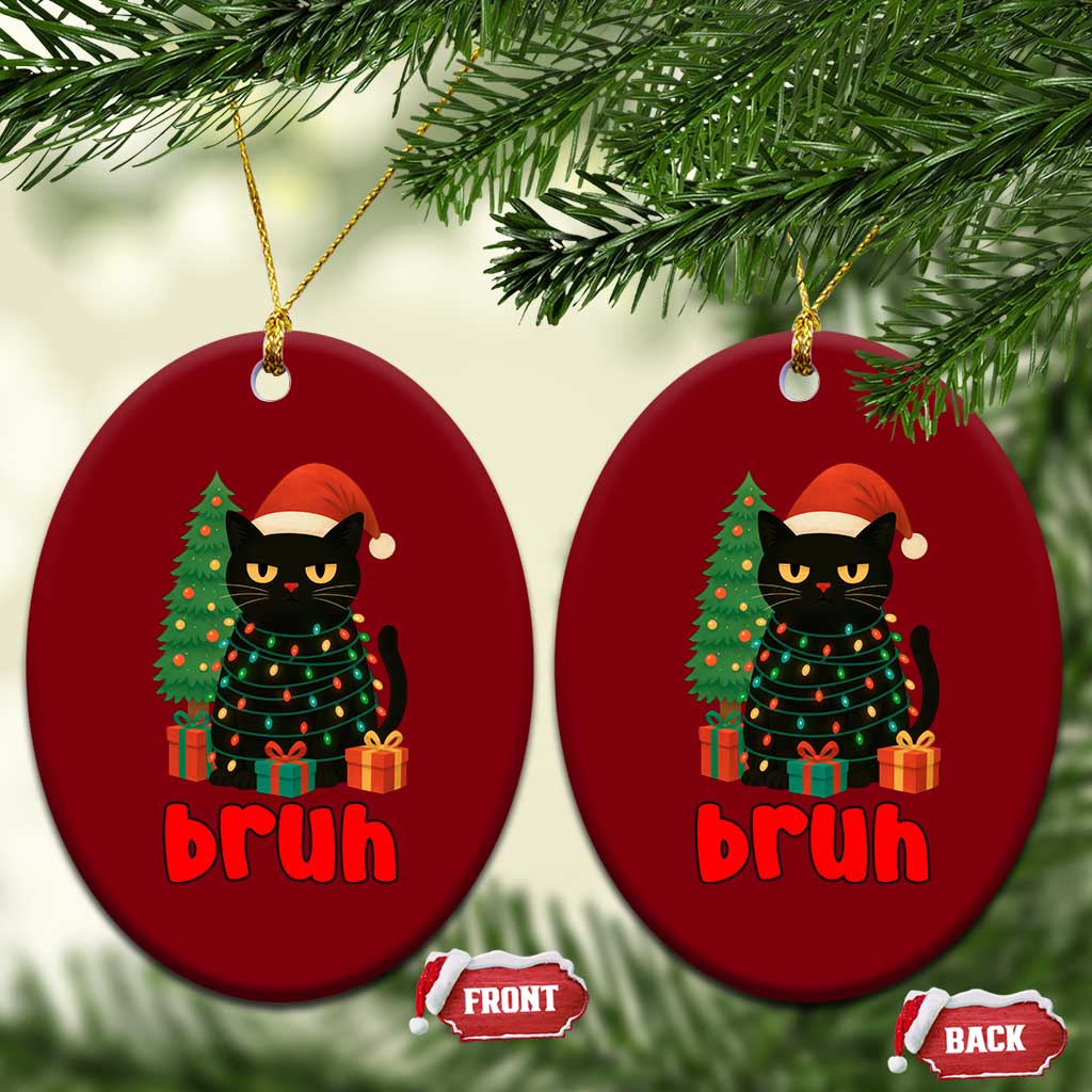 Funny Cat Bruh Xmas Ceramic Ornament Silly Meme Kitty Xmas TS14 Print Your Wear