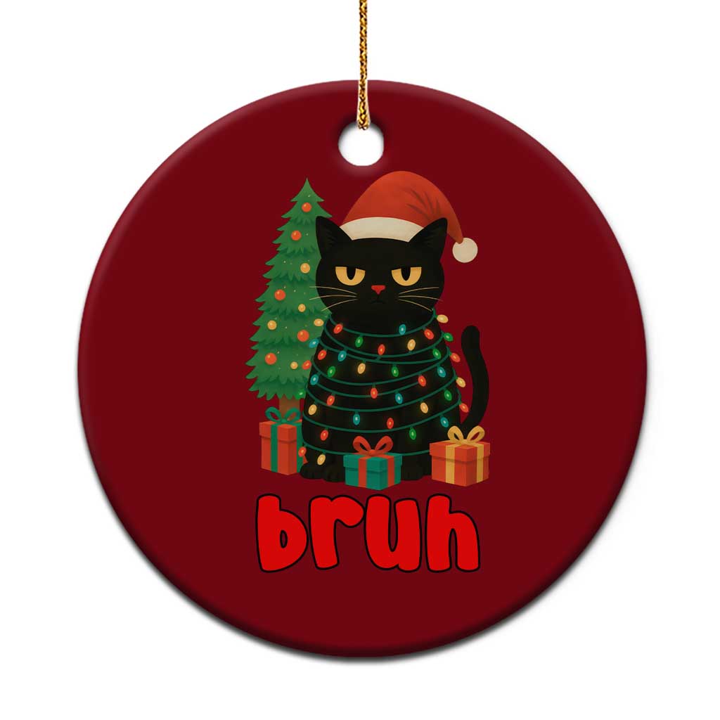 Funny Cat Bruh Xmas Ceramic Ornament Silly Meme Kitty Xmas TS14 1pc Red Print Your Wear
