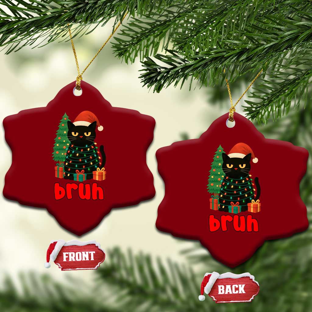 Funny Cat Bruh Xmas Ceramic Ornament Silly Meme Kitty Xmas TS14 Print Your Wear