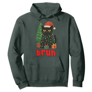 Funny Cat Bruh Christmas Hoodie Silly Meme Kitty Xmas TS14 Dark Forest Green Print Your Wear