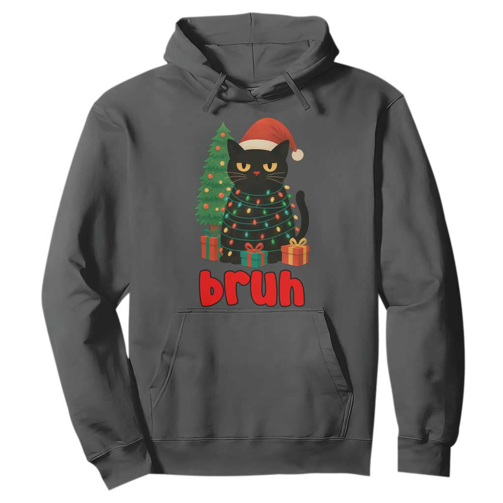 Funny Cat Bruh Christmas Hoodie Silly Meme Kitty Xmas TS14 Dark Heather Print Your Wear