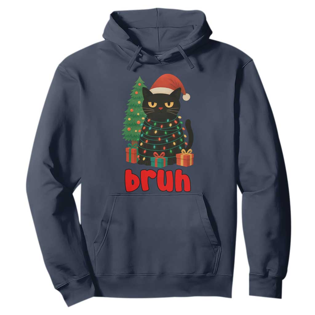 Funny Cat Bruh Christmas Hoodie Silly Meme Kitty Xmas TS14 Navy Print Your Wear