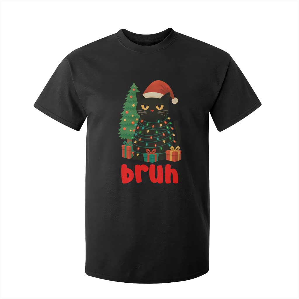 Funny Cat Bruh Christmas T Shirt For Kid Silly Meme Kitty Xmas TS14 Black Print Your Wear