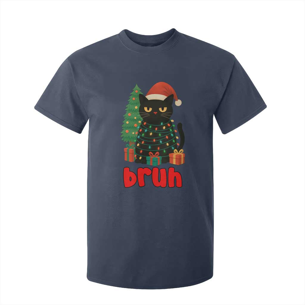 Funny Cat Bruh Christmas T Shirt For Kid Silly Meme Kitty Xmas TS14 Navy Print Your Wear