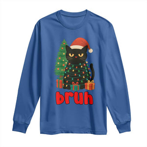 Funny Cat Bruh Christmas Long Sleeve Shirt Silly Meme Kitty Xmas - Print Your Wear