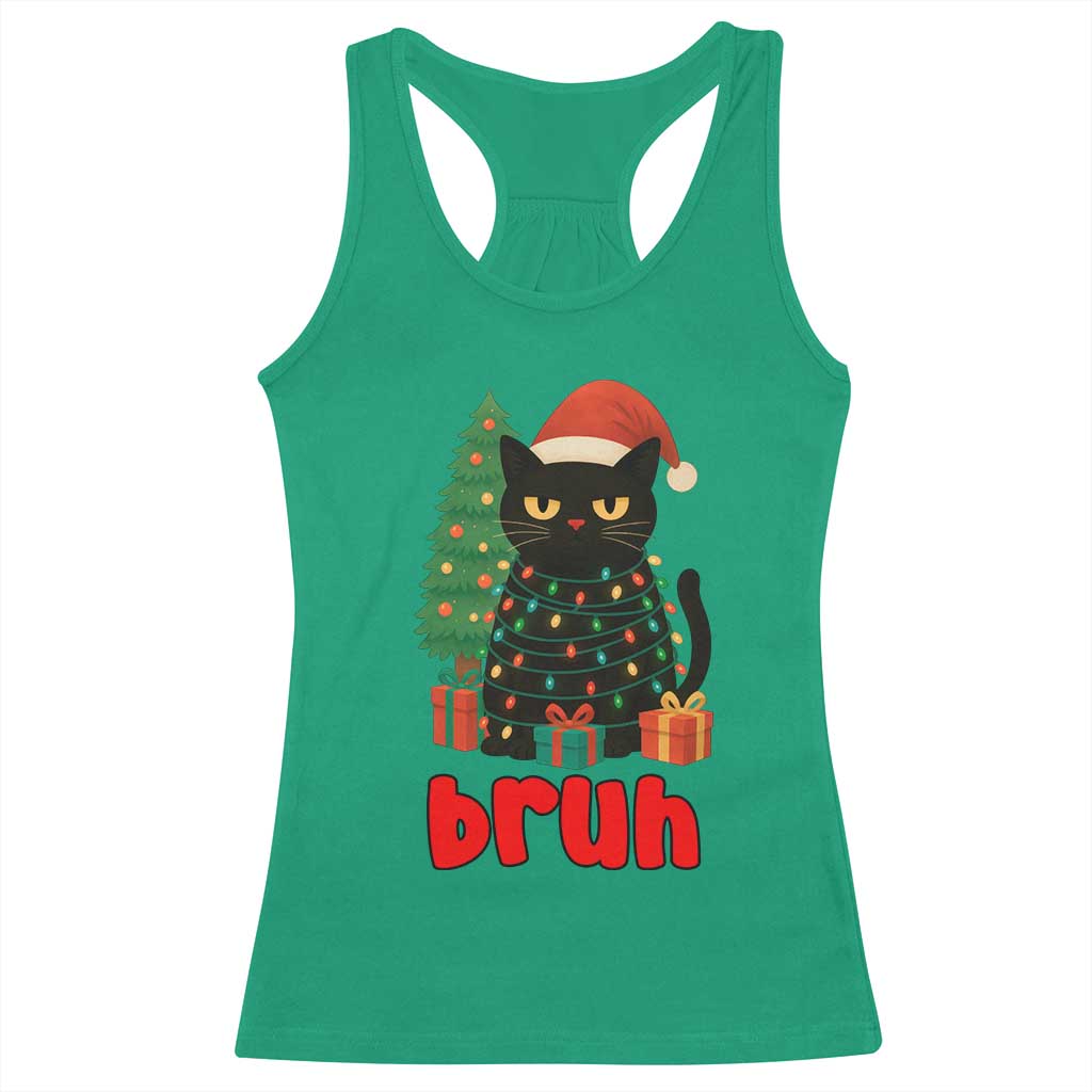 Funny Cat Bruh Christmas Racerback Tank Top Silly Meme Kitty Xmas TS14 Irish Green Print Your Wear