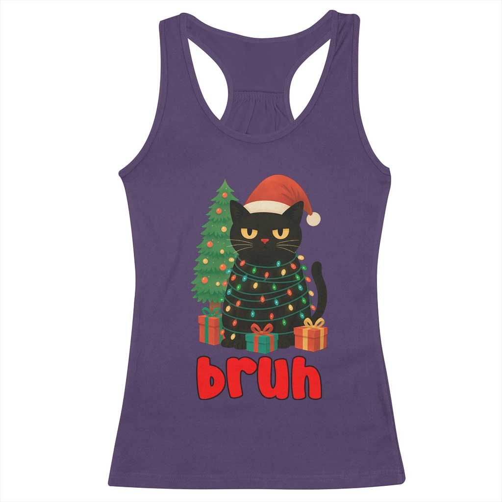 Funny Cat Bruh Christmas Racerback Tank Top Silly Meme Kitty Xmas TS14 Purple Print Your Wear