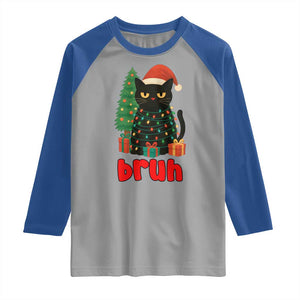 Funny Cat Bruh Christmas Raglan Shirt Silly Meme Kitty Xmas TS14 Sport Gray Royal Print Your Wear