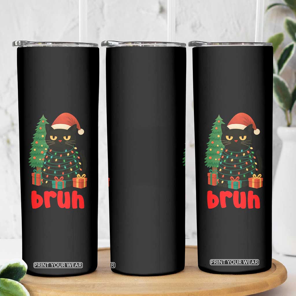 Funny Cat Bruh Christmas Skinny Tumbler Silly Meme Kitty Xmas TS14 Print Your Wear