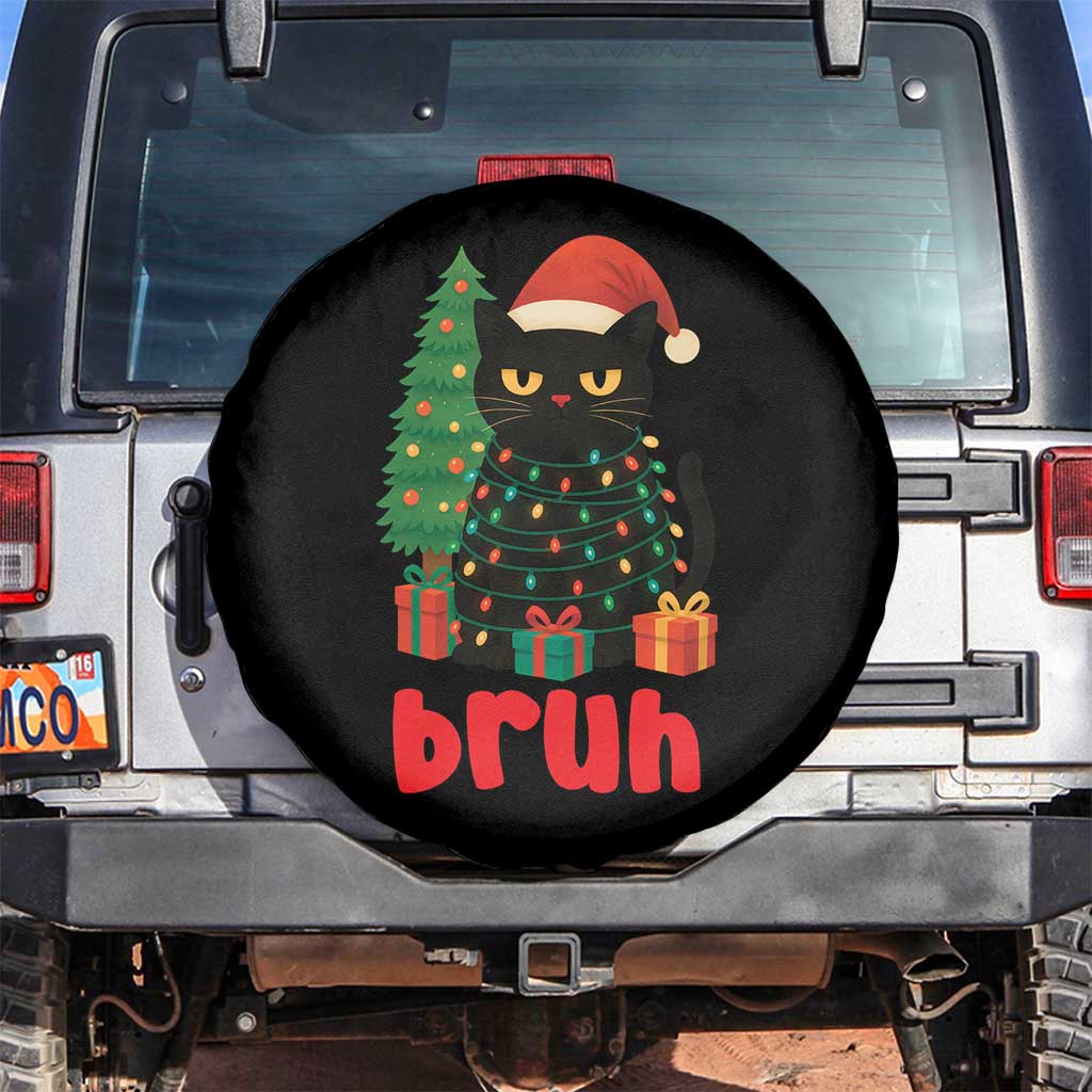 Funny Cat Bruh Christmas Spare Tire Cover Silly Meme Kitty Xmas TS14 No hole Black Print Your Wear