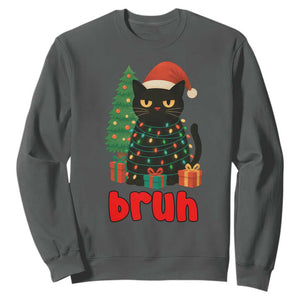 Funny Cat Bruh Christmas Sweatshirt Silly Meme Kitty Xmas - Print Your Wear