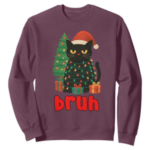 Funny Cat Bruh Christmas Sweatshirt Silly Meme Kitty Xmas - Print Your Wear