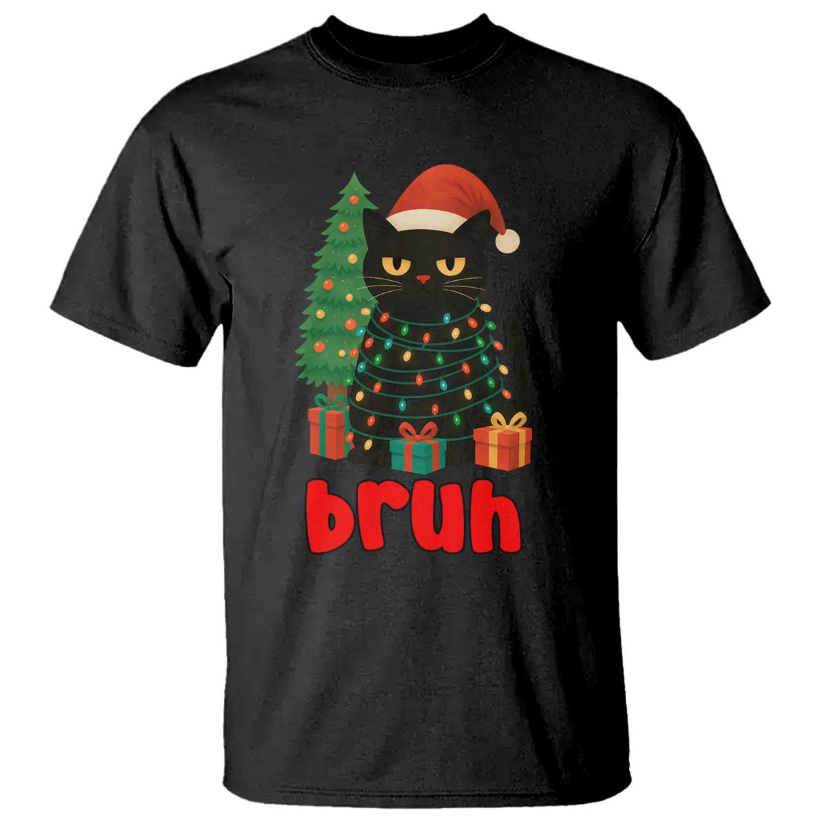 Funny Cat Bruh Christmas T Shirt Silly Meme Kitty Xmas TS14 Black Print Your Wear
