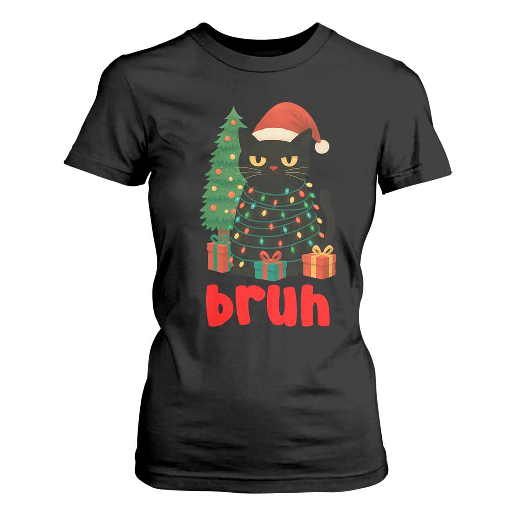Funny Cat Bruh Christmas T Shirt For Women Silly Meme Kitty Xmas - Print Your Wear
