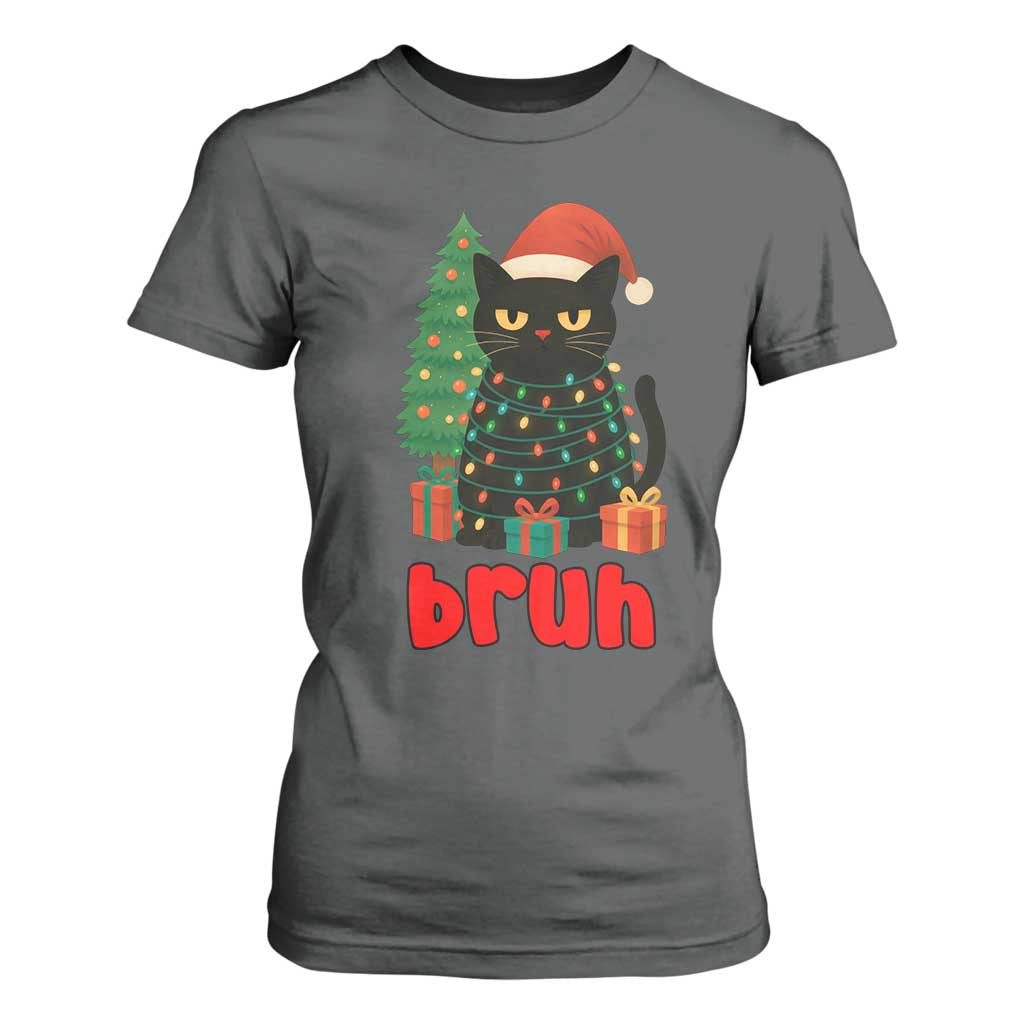 Funny Cat Bruh Christmas T Shirt For Women Silly Meme Kitty Xmas TS14 Dark Heather Print Your Wear