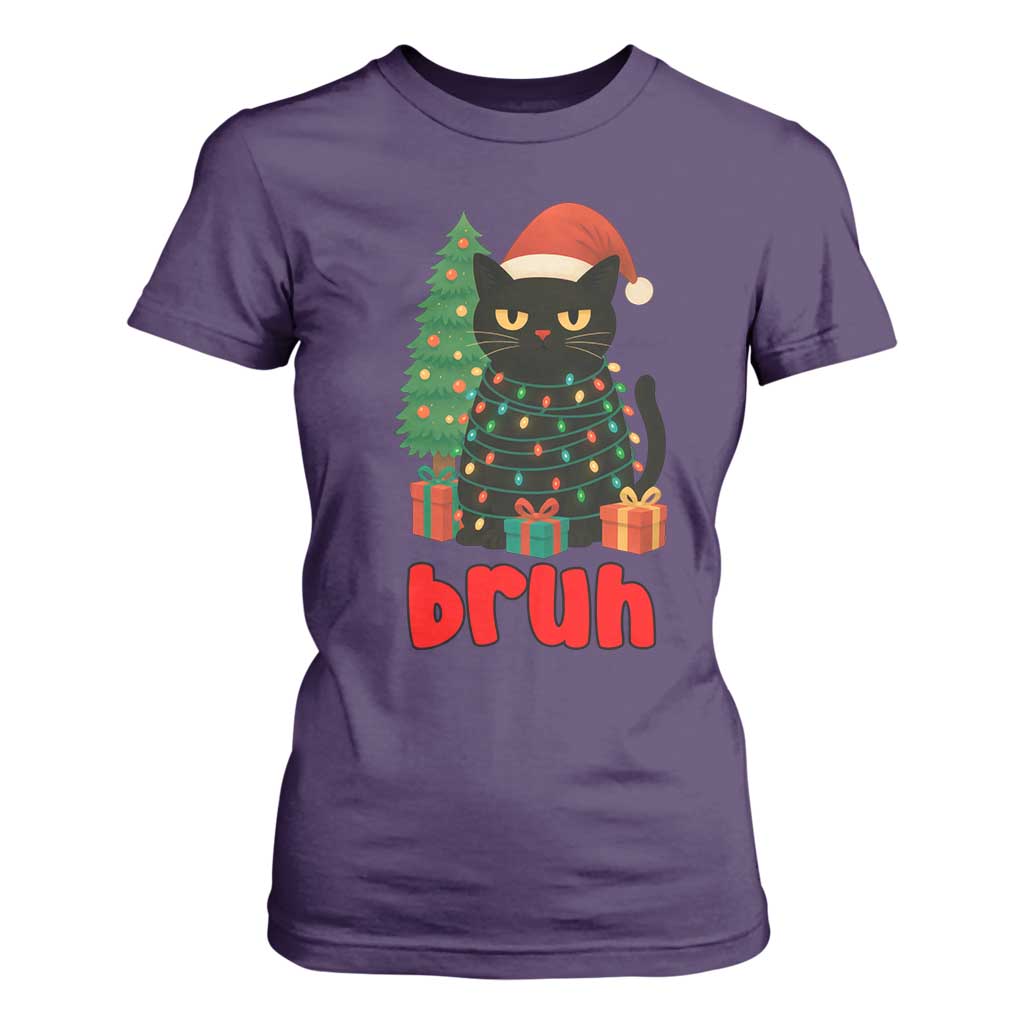 Funny Cat Bruh Christmas T Shirt For Women Silly Meme Kitty Xmas TS14 Purple Print Your Wear