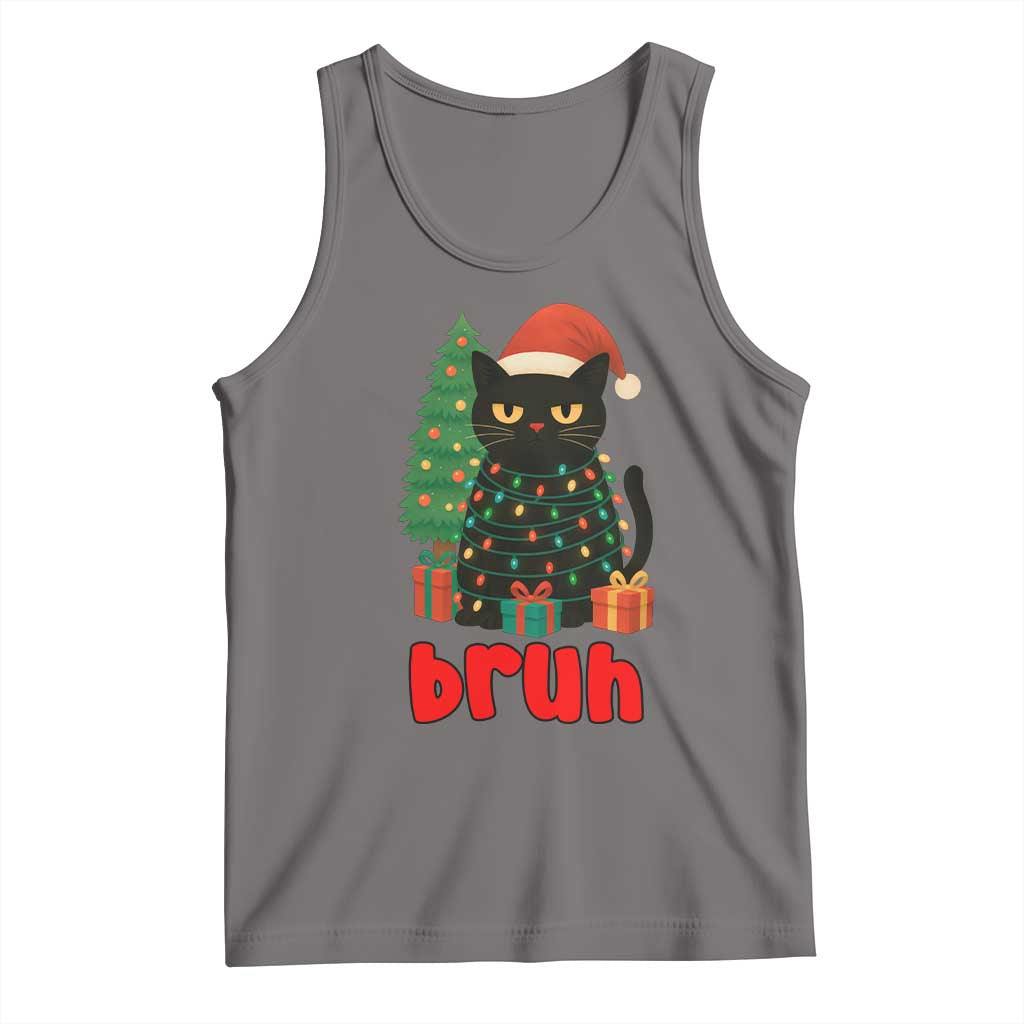 Funny Cat Bruh Christmas Tank Top Silly Meme Kitty Xmas TS14 Deep Heather Print Your Wear