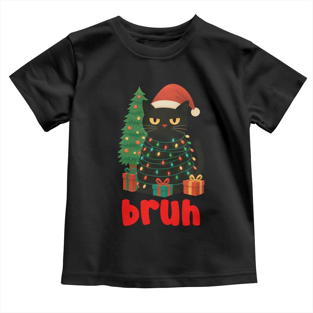 Funny Cat Bruh Christmas Toddler T Shirt Silly Meme Kitty Xmas TS14 Black Print Your Wear
