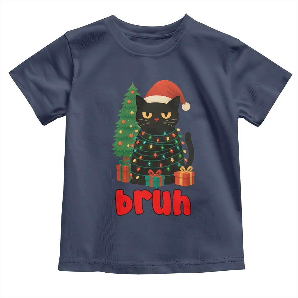 Funny Cat Bruh Christmas Toddler T Shirt Silly Meme Kitty Xmas TS14 Navy Print Your Wear