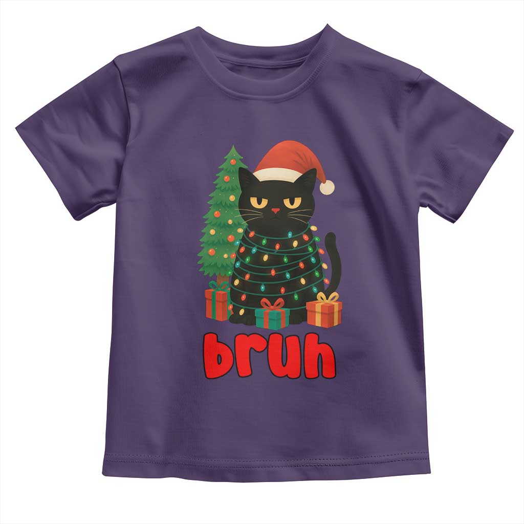 Funny Cat Bruh Christmas Toddler T Shirt Silly Meme Kitty Xmas TS14 Purple Print Your Wear