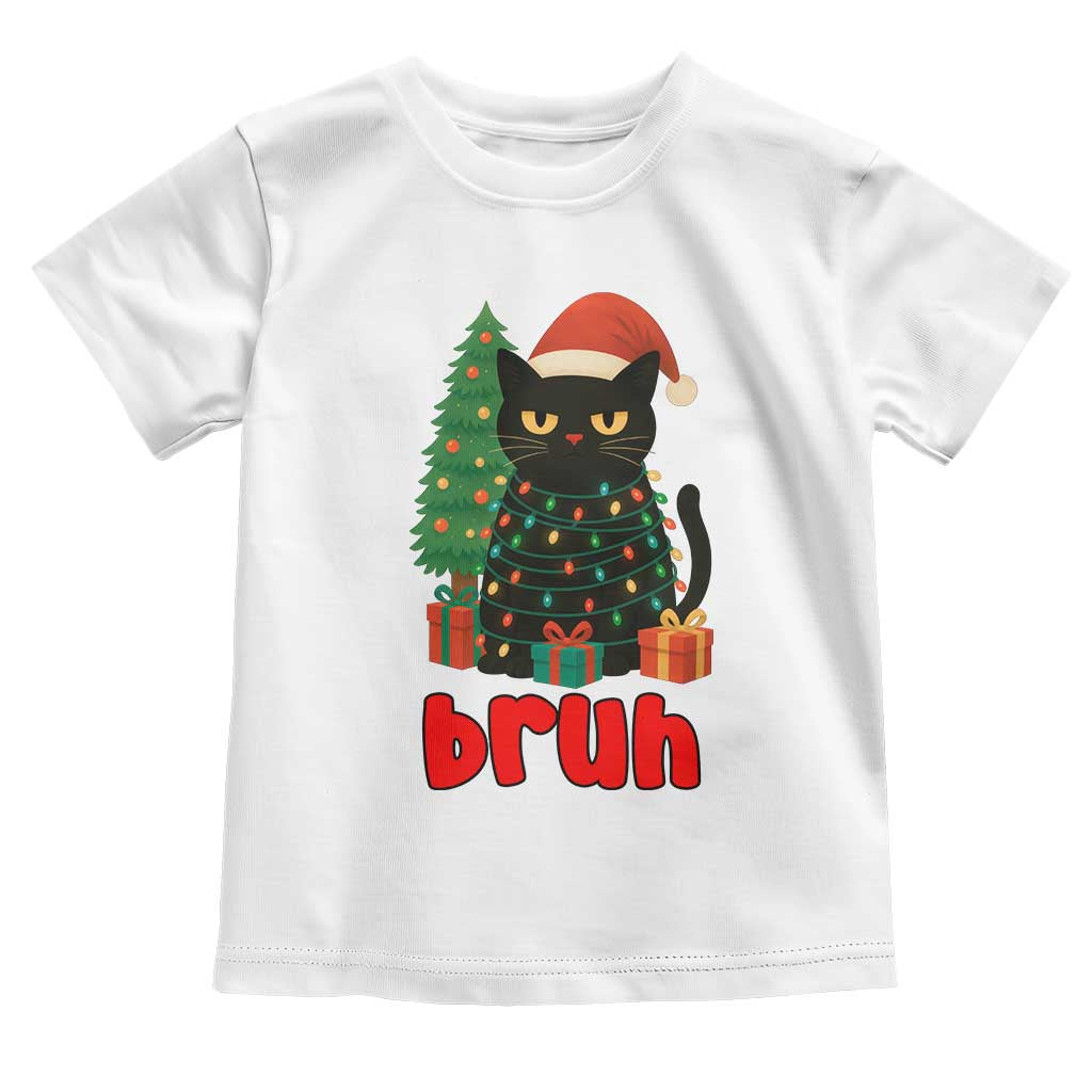 Funny Cat Bruh Christmas Toddler T Shirt Silly Meme Kitty Xmas TS14 White Print Your Wear