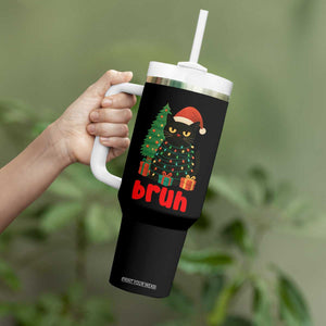 Funny Cat Bruh Christmas Tumbler With Handle Silly Meme Kitty Xmas - Print Your Wear